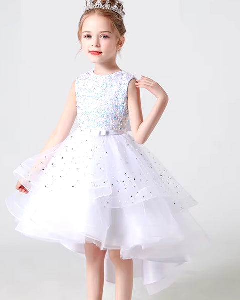 Robe à paillette pour fillette blanche