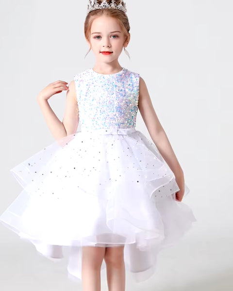 Robe à paillette pour fillette blanche