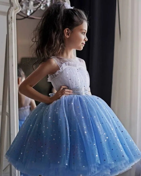 Robe de princesse pour fillete couleur bleu